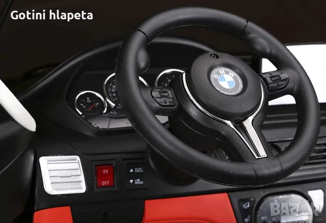 Двуместен джип Лицензиран BMW X6M 12V C MP3 с меки гуми с 2 Кожена седалка за 2 деца, снимка 17 - Детски велосипеди, триколки и коли - 46818739