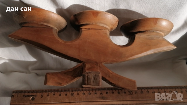 троен антика свещник дърво Франция, снимка 3 - Други - 52625215