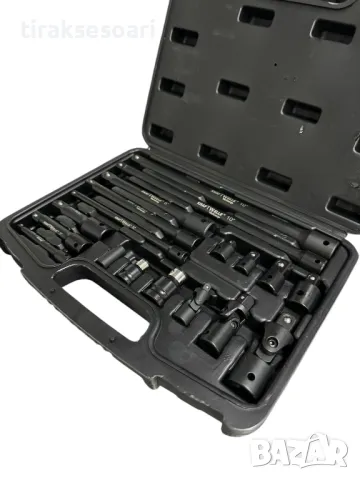 Комплект ударни преходници и удължения 18 части 1/4",3/8", 1/2" KraftWelle, снимка 3 - Други инструменти - 49349743