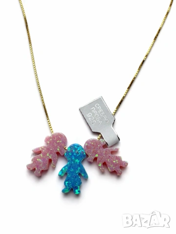 Колиета с опал или седеф ,Момченца момиченца и още , снимка 3 - Колиета, медальони, синджири - 53984281