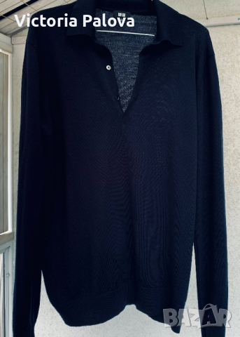 UNI QLO тънък нежен меринос мъжка блуза, снимка 1 - Блузи - 44979114