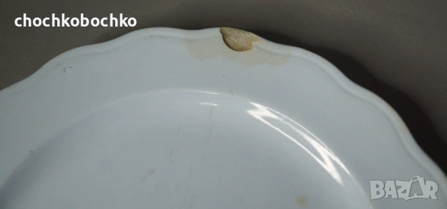 1900 година Sarreguemines Френска Керамична чиния с монограм, снимка 2 - Антикварни и старинни предмети - 53185054