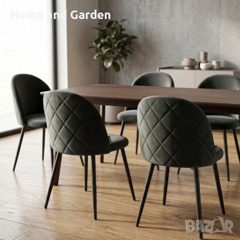 Дизайнерски сив стол FARO – тапициран, стабилен и удобен, снимка 4 - Столове - 53973839