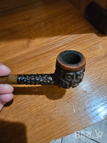 Старинна лула ръчна майсторска изработка с Бриар за ценители и колекционери с филтър, снимка 3 - Антикварни и старинни предмети - 51771490