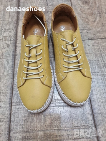 Дамски спортни обувки от естествена кожа в жълто , снимка 4 - Дамски ежедневни обувки - 53890826