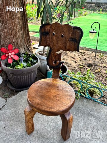 Столче от масивно тиково дърво с дърворезба. Последен 1 брой., снимка 8 - Столове - 41535888