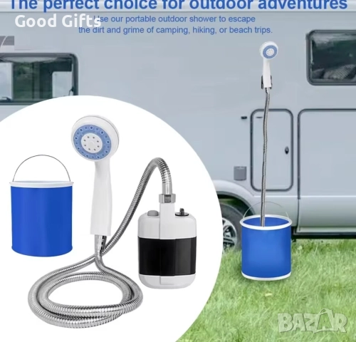 Преносим външен душ с USB акумулаторна батерия – идеален за къмпинг, плаж и пътуване, снимка 2 - Други стоки за дома - 51771489