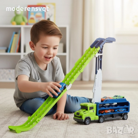 Пързалка камион автомобилна писта гараж за колички играчки колички, снимка 4 - Коли, камиони, мотори, писти - 52321708