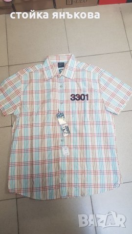 Продавам мъжка карирана риза къс ръкав G Star, снимка 1 - Ризи - 45552503