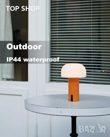 WEILAILUX Настолна нощна лампа гъба, безжична, акумулаторна, USB зареждане, димиране, оранжева, снимка 4 - Настолни лампи - 49500471