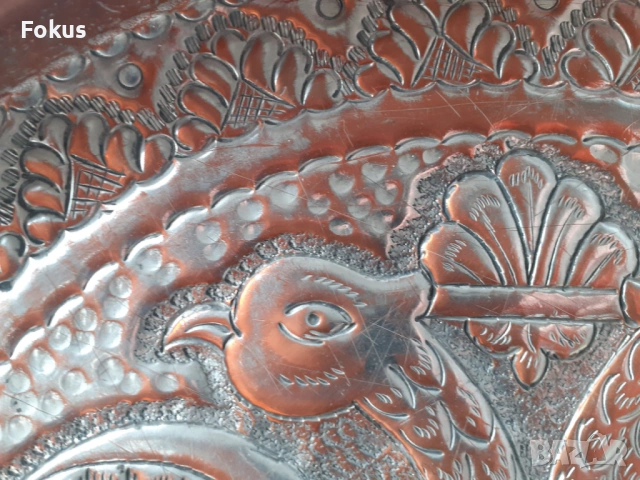 Голяма медна тава поднос с двуглав орел, снимка 5 - Антикварни и старинни предмети - 53356579