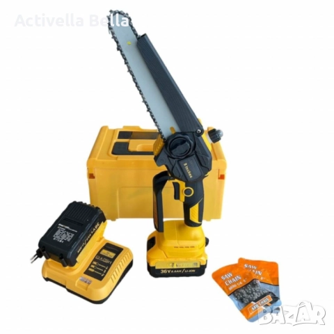 Акумулаторна Резачка 36V 8Ah с Шина 15 см – Трион с Автоматично Смазване и 2 Вериги, снимка 3 - Моторни триони/резачки - 52591374