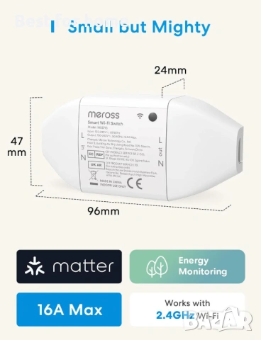 Meross Matter Smart DIY суйтч с енергиен монитор, MSS715MA - 2 бр, снимка 8 - Друга електроника - 53664355