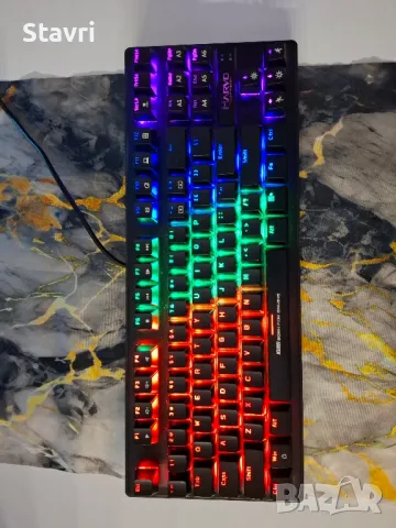 Продавам Клавиатура Marvo KG901 Scorpion, гейминг, сини суичове, механична, RGB, черна, USB, снимка 3 - Клавиатури и мишки - 49021017