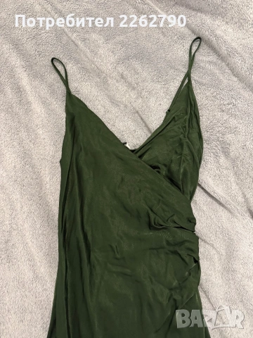 Зелена сатенена рокля Zara s, снимка 2 - Рокли - 53047024