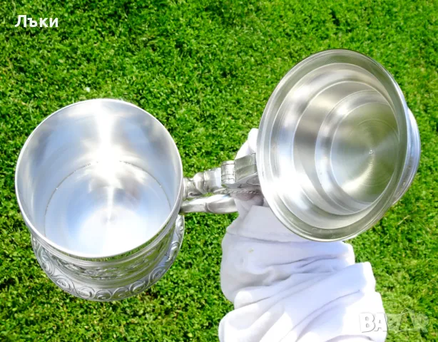 Халба от калай 1.5 л., 1.3 кг.,лов,покер. , снимка 7 - Антикварни и старинни предмети - 50235813