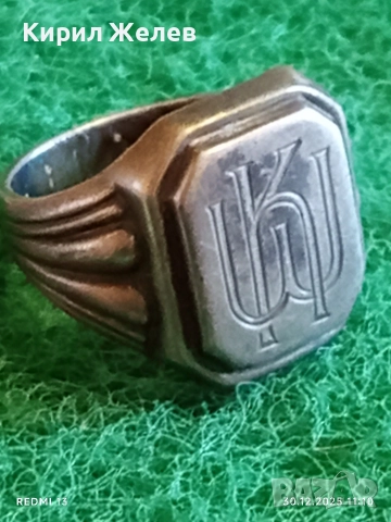 Старинен сребърен пръстен печат с монограм майсторска изработка 51816, снимка 7 - Пръстени - 52934381