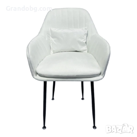 Стилен Трапезен стол Ивон + подарък възгалвничка - млечнобял, снимка 2 - Столове - 52253036