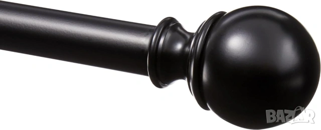 Корниз Amazon Basics Curtain Rod с Кръгли Накрайници, Черен, Регулируем 91.4–182.9 см!