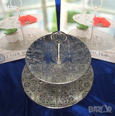 Двуетажни плата за сервиране, нови, снимка 3 - Аксесоари за кухня - 52598720