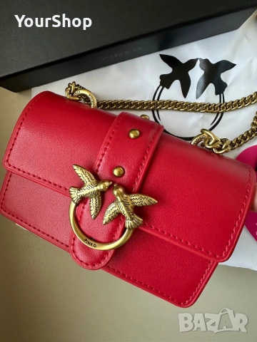 Оригинална чанта Pinko micro model в червен цвят, снимка 2 - Чанти - 54048647