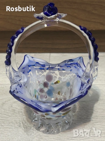 Винтидж красива стъклена бонбониера , снимка 3 - Антикварни и старинни предмети - 53429679