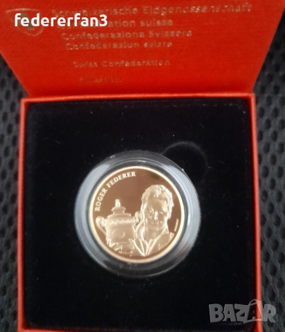 50 CHF Роджър Федерер 2020, златна монета, снимка 2 - Нумизматика и бонистика - 52670511