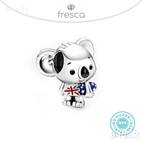 Талисман Fresca по модел тип Пандора сребро 925 Pandora Surfing Koala Charm. Колекция Amélie, снимка 1 - Гривни - 30894398