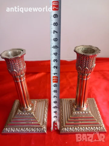 Стари Английски Дебело Посребрени СВЕЩНИЦИ. Маркирани!, снимка 7 - Антикварни и старинни предмети - 51125197