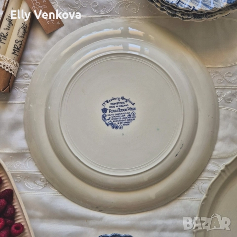 Английски порцеланови чинии и палто със син декор , снимка 8 - Чинии - 52888205