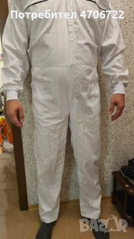 Бял летен работен гащеризон – размер XL