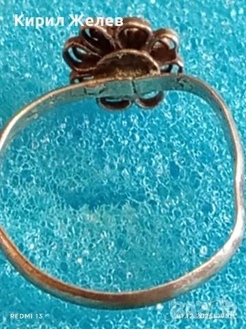 Изящен старинен сребърен пръстен флорален мотив ръчна изработка висока проба сребро 52462, снимка 8 - Пръстени - 52599600