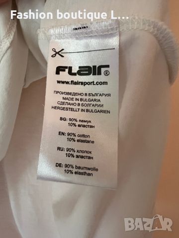 Flair Бяла тениска с щампа Let’s train 90% памук 10% еластант XL размер 🤍, снимка 4 - Тениски - 45421780