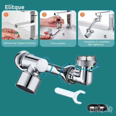 Универсален удължител за кран.  1080° Аератор  Удължаваща дюза за вода 22/24 мм, снимка 11 - Други стоки за дома - 52906065