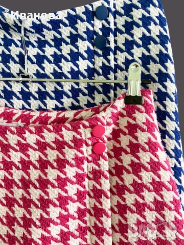 Розово-бяло каре пола. Поличка Rezerved. Фуксия, синьо, снимка 8 - Поли - 50594053