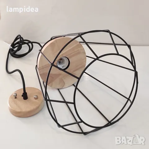 Пендел с Дървен връх и Метална решетка, снимка 6 - Лампи за таван - 38326297