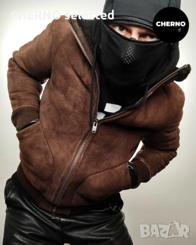 Мъжко бомбър яке от естествена кожа SELECTED HOMME NORTON Lamb Shearling Bomber Jacket – L•M - НОВО