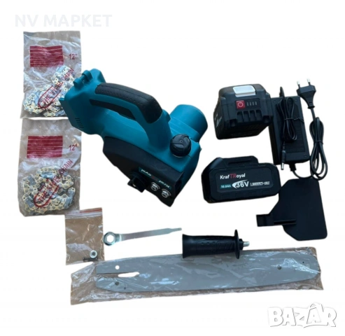 Безчеткова резачка с маслен филтър 30 см.,2 вериги,1 шина,батерии 2х36V,10Ah, снимка 2 - Градинска техника - 53839522