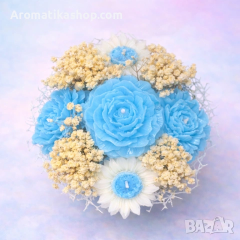 "Полярна магия" - Ароматен соев букет , снимка 2 - Декорация за дома - 53933228