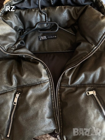 Кожено ватирано яке зара С, снимка 2 - Якета - 53657302
