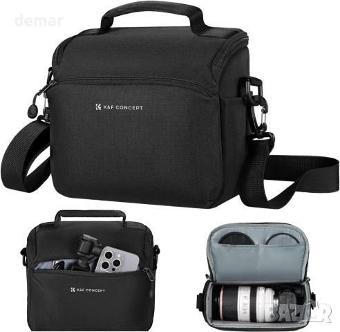 K&F Concept малка чанта за камера през рамо DSLR/безогледални, черна, снимка 1 - Чанти, стативи, аксесоари - 46394518