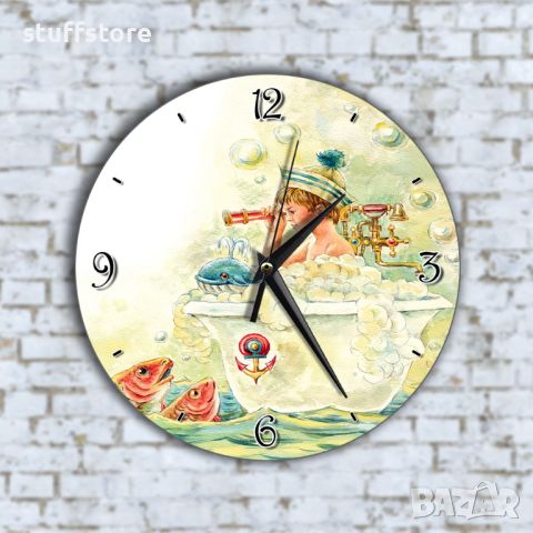 Стенен Часовник - Арт Вана С Балончета Момченце Риби, снимка 1 - Стенни часовници - 45652827