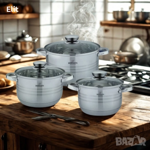 Комплект тенджери от неръждаема стомана Bohmann, Класика и удобство за всяка кухня (6 части)