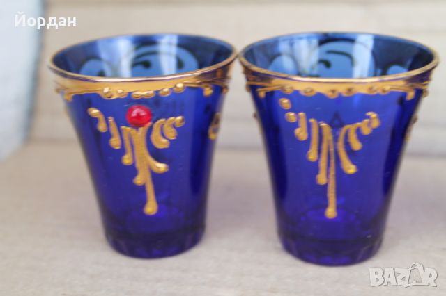Италиански стъклени чаши с позлата, снимка 2 - Антикварни и старинни предмети - 45584326