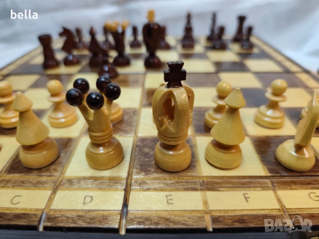 Ръчно изработен комплект шах и дама от дърво, снимка 9 - Антикварни и старинни предмети - 54087073