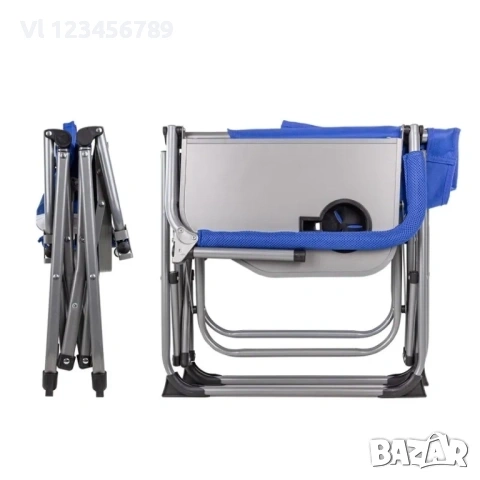 Сгъваем стол за къмпинг, метална конструкция, с поставка за чаша, 46 x 50 x 93 см, снимка 3 - Къмпинг мебели - 53863459