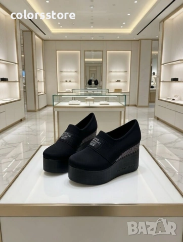 Обувки на платформа - черен неопрен - RK125 
