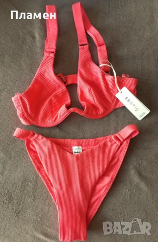 Бански комплект от две части, Цвят Корал, Размер S, снимка 2 - Бански костюми - 50752598