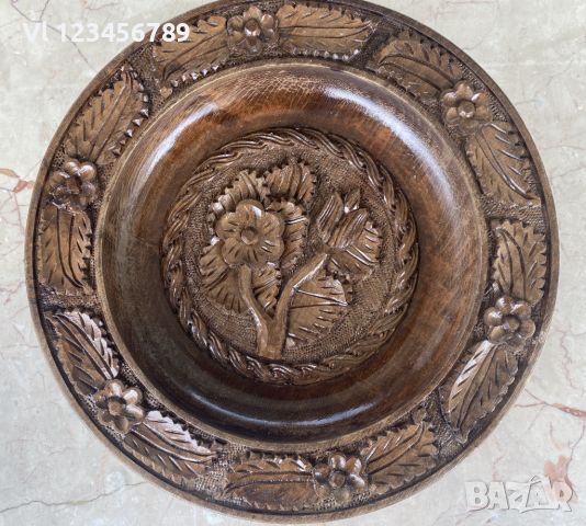 Дърворезба -великолепна чиния 32 СМ, снимка 5 - Други - 46472299