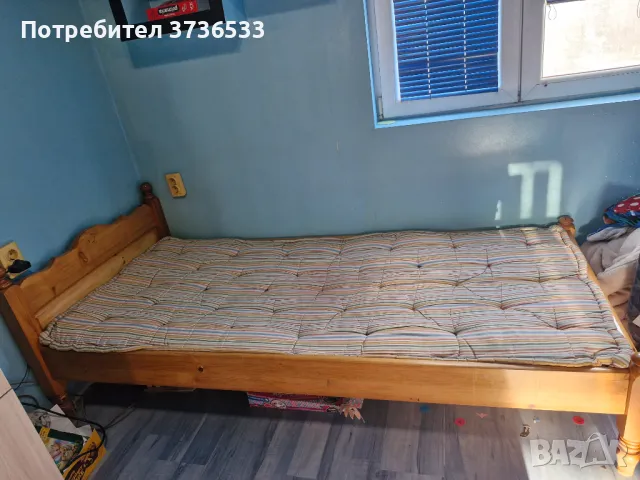 Единично легло от масивно дърво , снимка 1